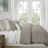 Hera Washed Linen Flange Bedding Set Duvet Cover / Super Queen / Taupe Comforter / Duvet Cover