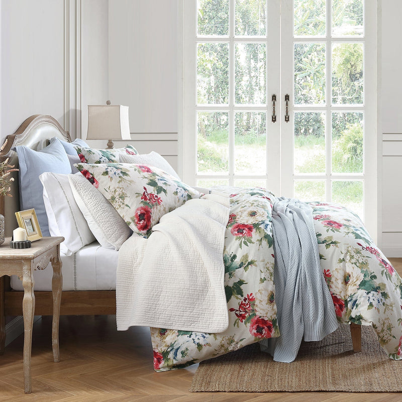 Peony Washed Linen Bedding Set Comforter / Duvet Cover