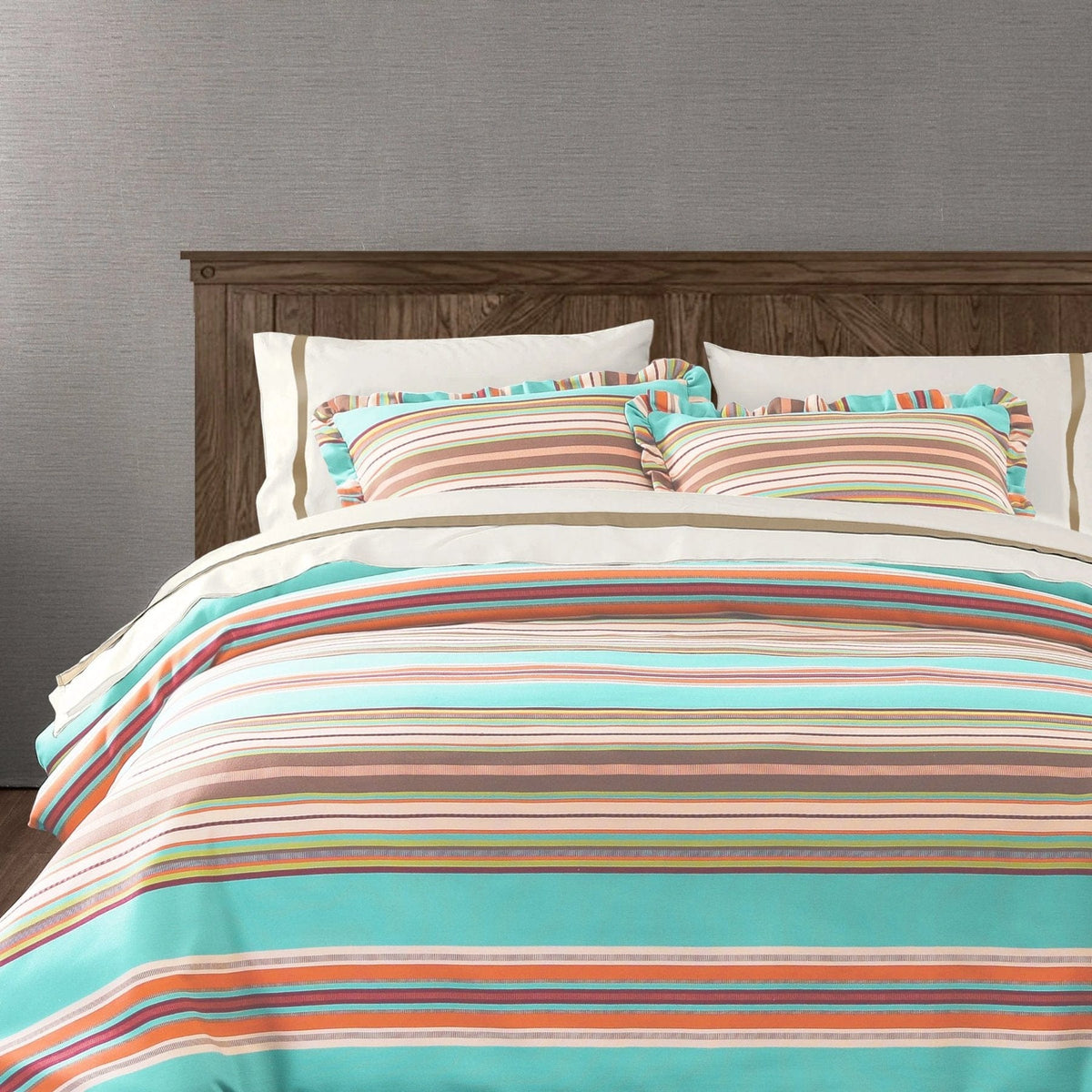 Serape Southwestern Striped Duvet Cover Turquoise Super Queen King HiEnd Accents