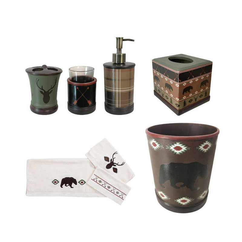 Aztec Bear 8 PC Bath Lifestyle Complete Bathroom Sets