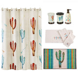 Cactus 8 PC Bath Accessory and Cream Towel Set Complete Bathroom Sets