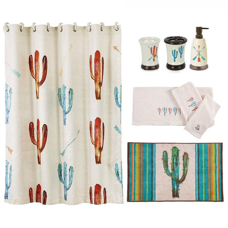 Cactus 8 PC Bath Accessory and Cream Towel Set Complete Bathroom Sets