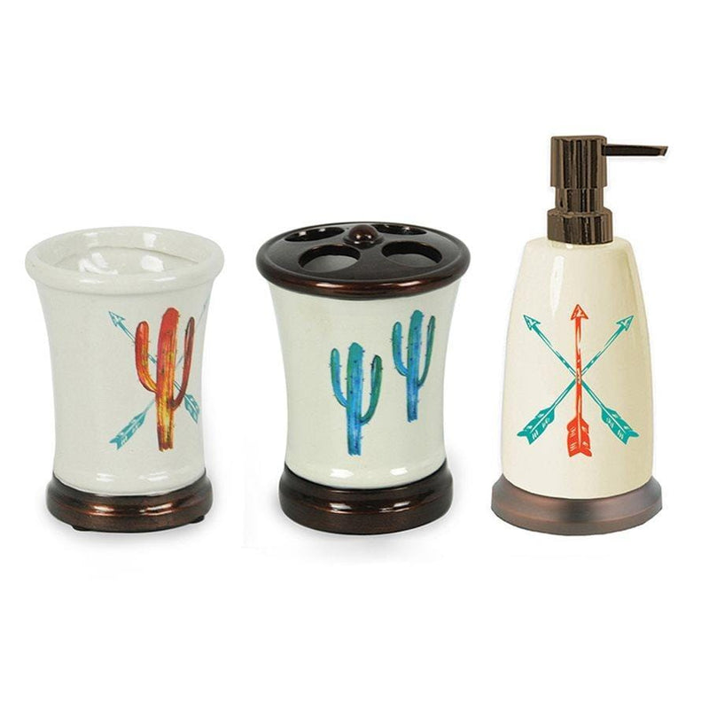 Cactus 8 PC Bath Accessory and Cream Towel Set Complete Bathroom Sets