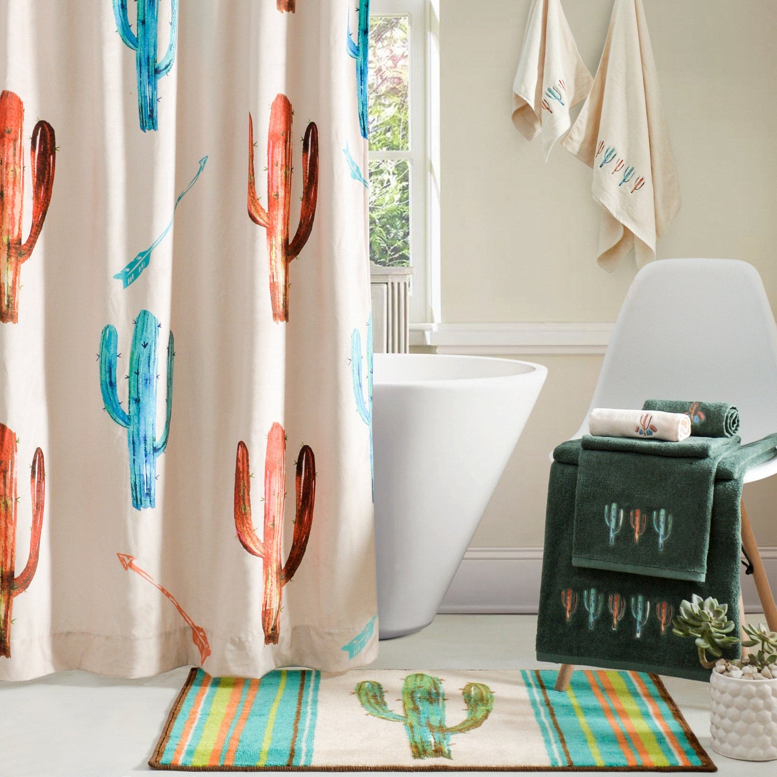 Cactus 8PC Bath Accessory and Cream Towel Set HiEnd Accents