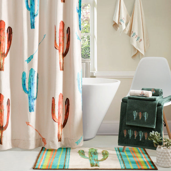Cactus 8 PC Bath Accessory and Cream Towel Set Complete Bathroom Sets