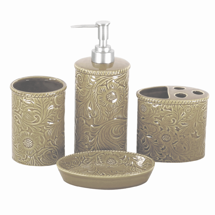 Lily 9 PC Bathroom Lifestyle, White Complete Bathroom Sets