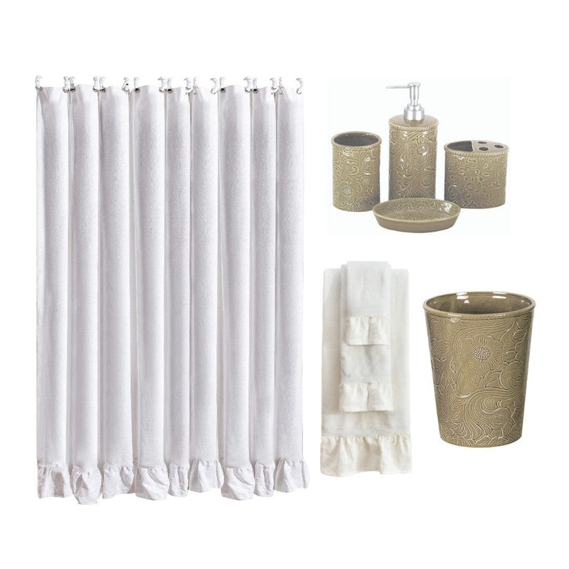 Lily 9 PC Bathroom Lifestyle, White Complete Bathroom Sets