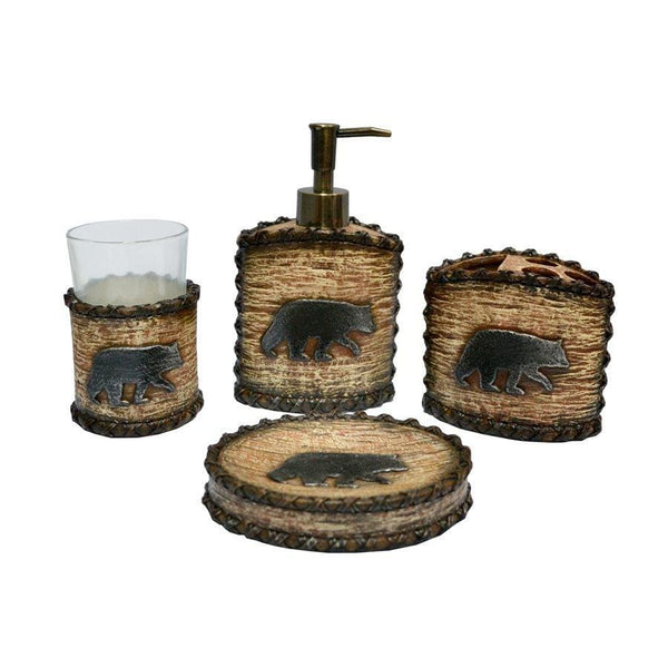 Rustic Bear 14 PC Bath Accessory and Joshua Towel Set Complete Bathroom Sets