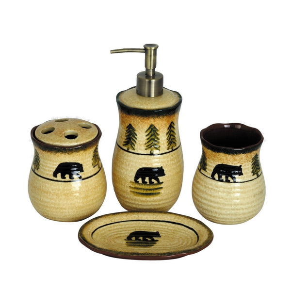 Bear Forest 4-PC Bath Countertop Accessory Set Countertop Bathroom Sets