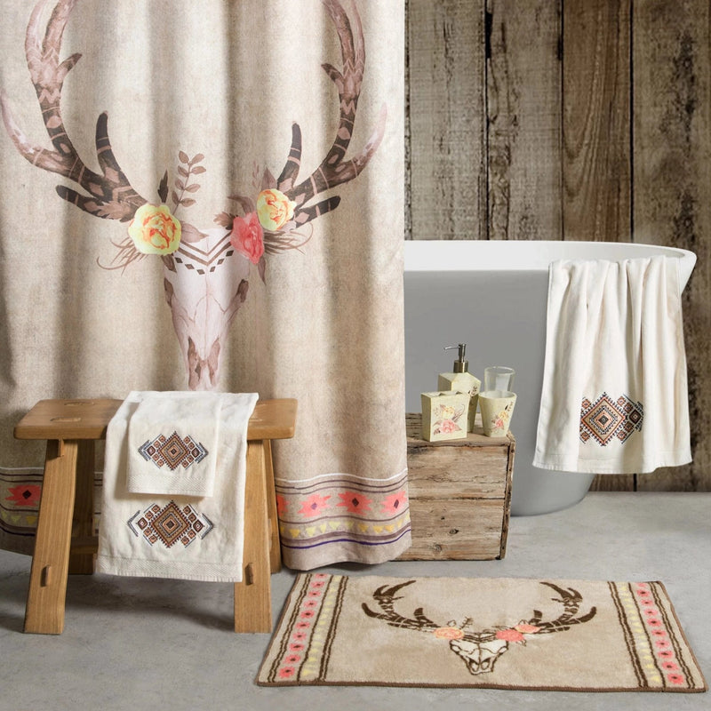 Desert Skull Rose Floral 3-PC Bath Countertop Accessory Set Countertop Bathroom Sets