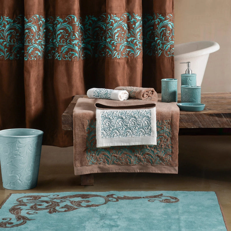 Savannah 4-PC Bath Countertop Accessory Set, Turquoise Countertop Bathroom Sets