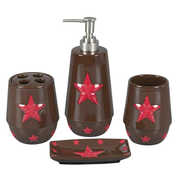 Star Red 4-PC Bath Countertop Accesssory Set Countertop Bathroom Sets