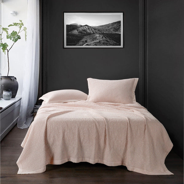 Waffle Weave Cotton Coverlet Coverlet Set / Full/ Queen / Blush Coverlet