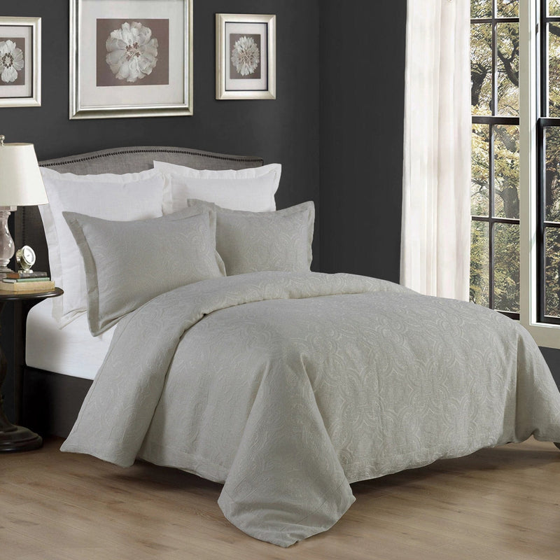 Medallion Matelassé Coverlet Set Super Queen / Gray Coverlet