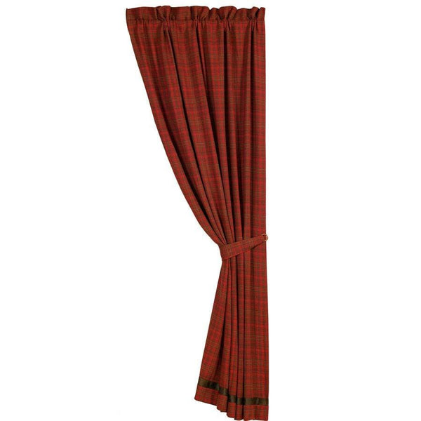 Cascade Lodge Red Plaid Single Panel Curtain Curtain