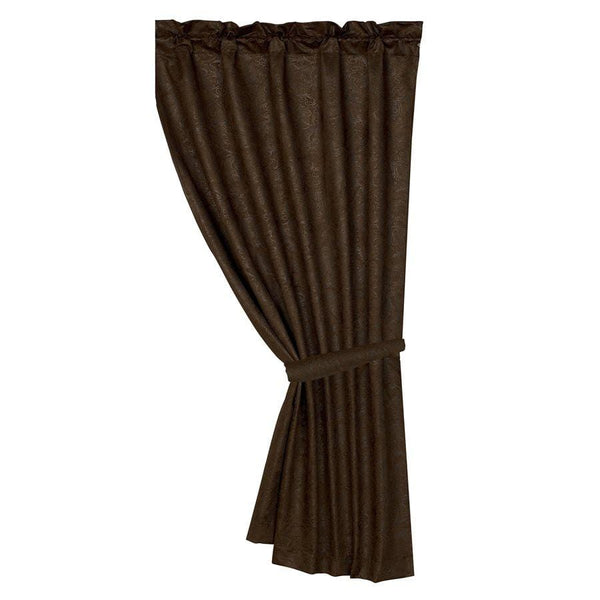 Chocolate Tooled Leather Single Panel Curtain Curtain