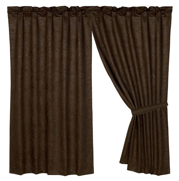 Chocolate Tooled Leather Single Panel Curtain Curtain
