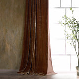 Stella Faux Silk Velvet Curtain Copper Brown Curtain