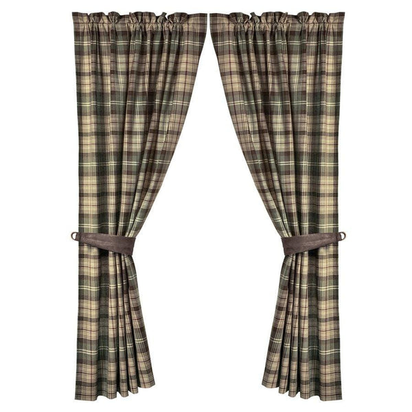 Huntsman Curtains w/ Brown, Cream & Green Plaid (PAIR) Curtain