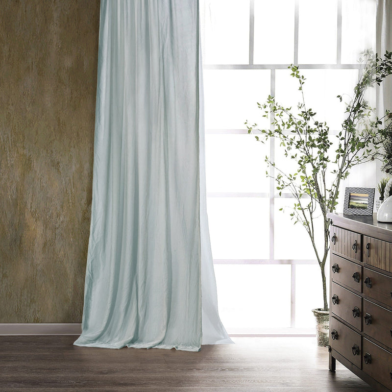 Stella Faux Silk Velvet Curtain Icy Blue Curtain