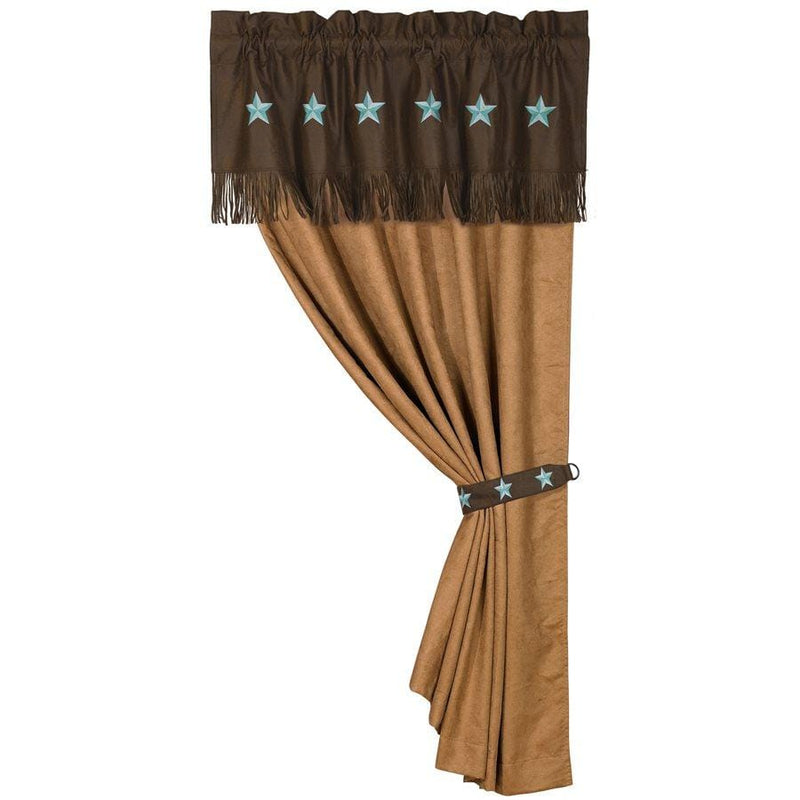 Laredo Embroidered Turquoise Star Single Panel Curtain Curtain