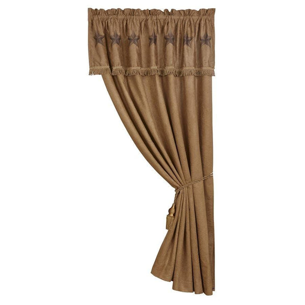 Luxury Star Tobacco Brown Faux Suede Curtain w/ Valance Curtain
