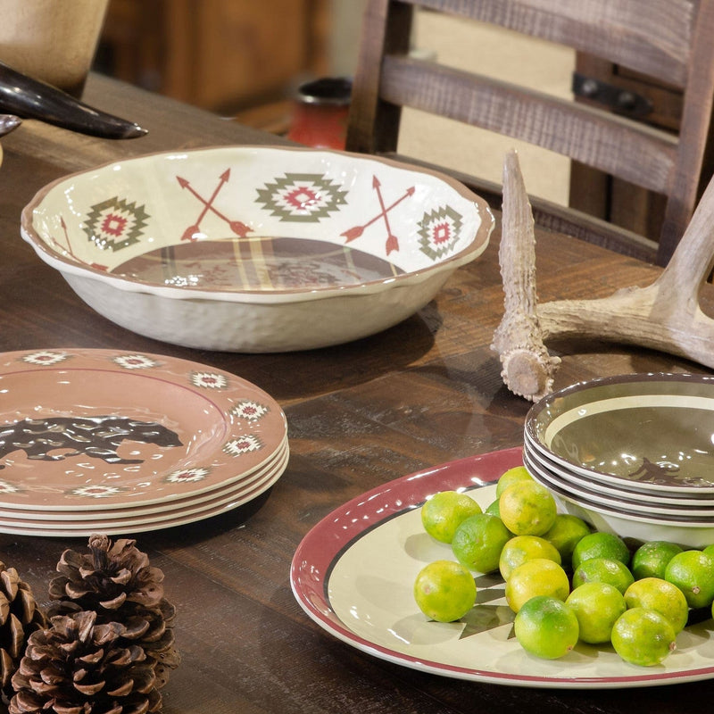Aztec Plates Aztec Bear Melamine Dinner Plates, Set of 4 | HiEnd Accents