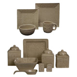 Savannah 24PC Dinnerware and Canister Set, Taupe Dinnerware Set