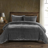 Stella Faux Silk Velvet Duvet Cover Set Super Queen / Dark Slate Duvet Cover