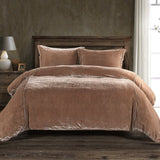 Stella Faux Silk Velvet Duvet Cover Set Super Queen / Dusty Rose Duvet Cover