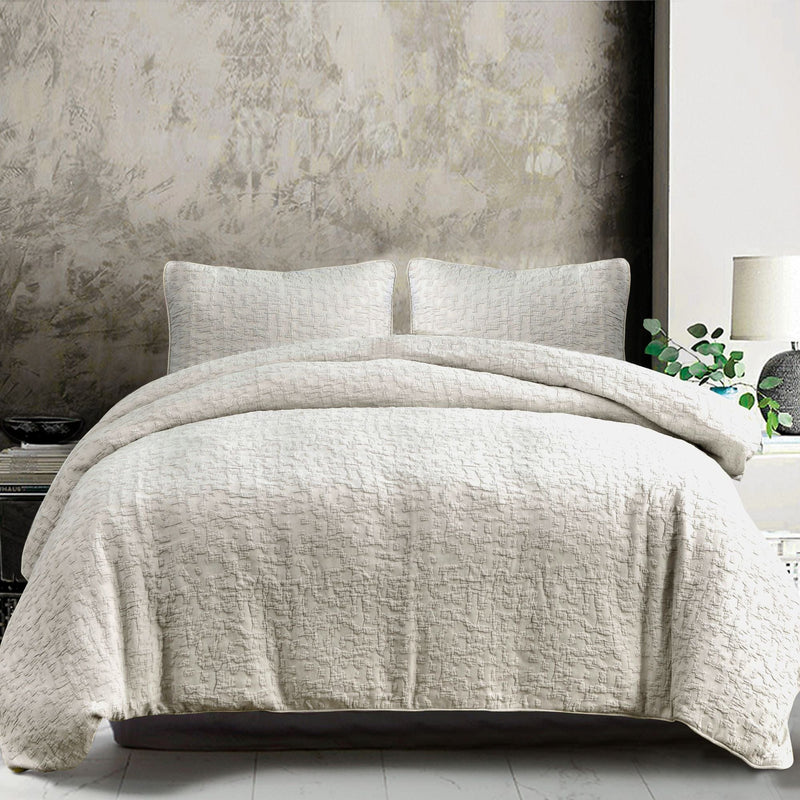Porto Matelassé Duvet Cover Set Super Queen / Light Taupe Duvet Cover