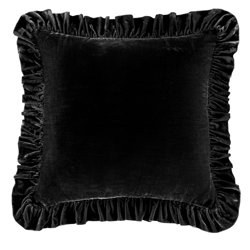 Stella Faux Silk Velvet Euro Sham Black Euro Sham