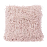 Mongolian Faux Fur Euro Sham, 27x27 Blush Euro Sham