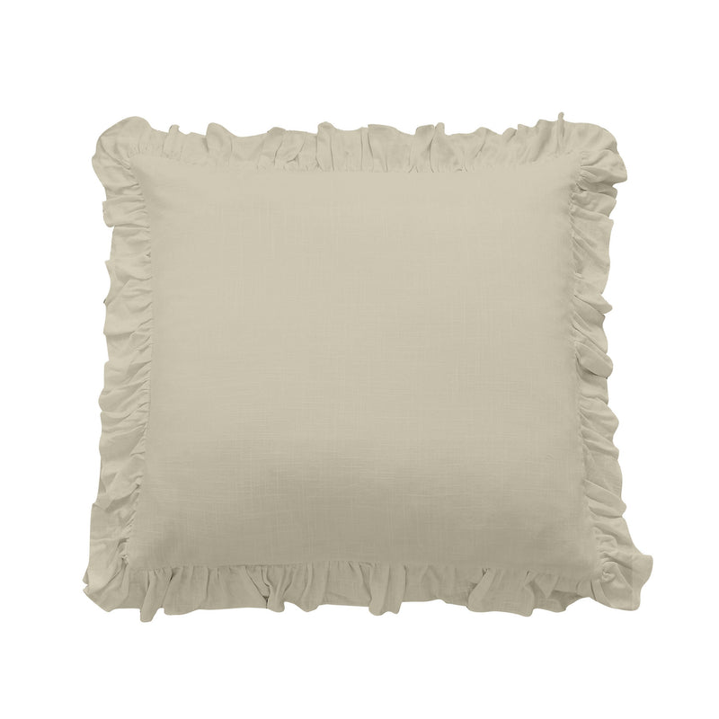 Lily Washed Linen Ruffled Euro Sham Light Tan Euro Sham