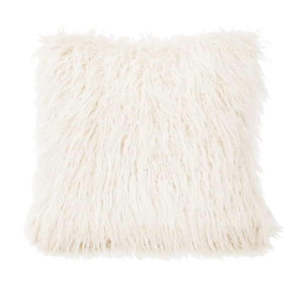 Mongolian Faux Fur Euro Sham, 27x27 White Euro Sham