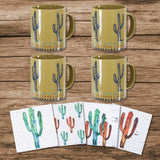 Cactus 8PC Coffee Mug and Coaster Set Kitchen Lifestyle