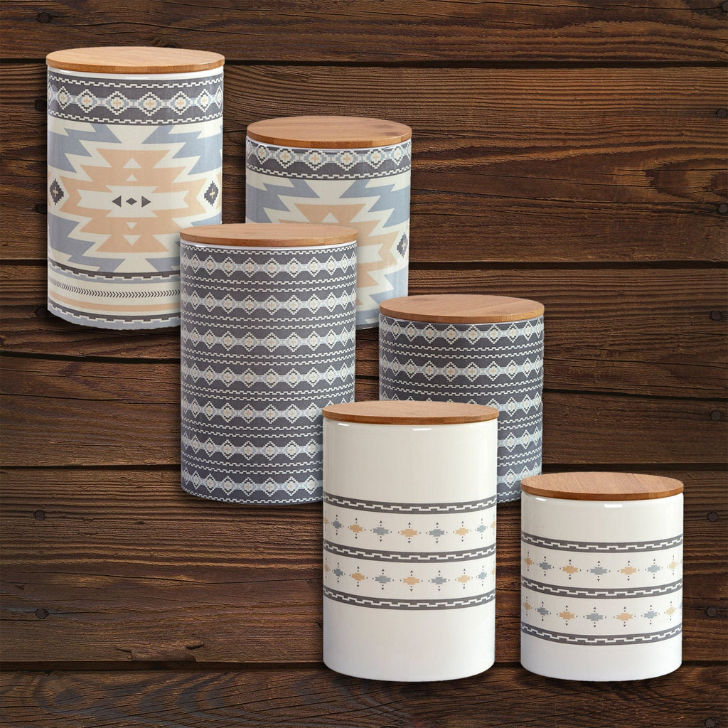 Desert Sage, Large Aztec, and Small Aztec Canister 6 PC Set – HiEnd Accents