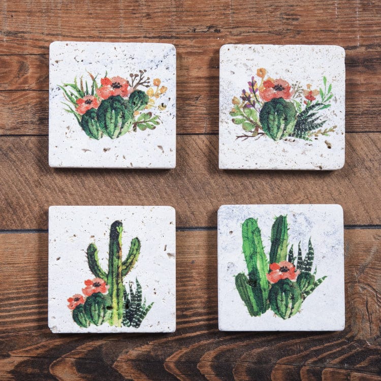 Desert Skull 8PC Mug and Cactus Blooms Coaster Set Kitchen Lifestyle