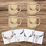 Desert Skull 8PC Mug and Coaster Set Kitchen Lifestyle