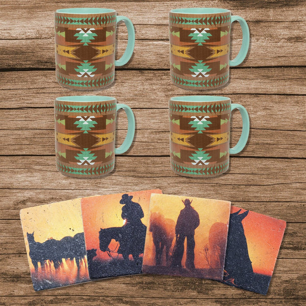 Mesa Mug and Cowboy Sunset Coaster 8PC Set Kitchen Lifestyle