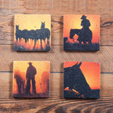 Pueblo Aztec Mug and Cowboy Sunset Coaster 8PC Set Kitchen Lifestyle