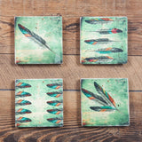 Tossed Feather 8PC Mug and Coaster Set Kitchen Lifestyle