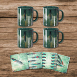 Tossed Feather 8PC Mug and Coaster Set Kitchen Lifestyle
