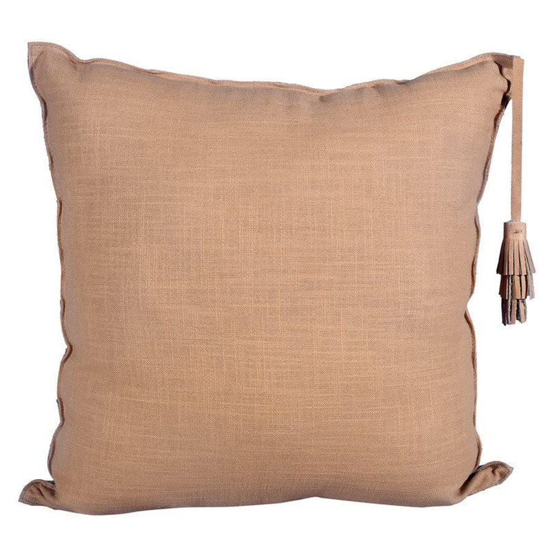 Chevron Genuine Leather Tassel Throw Pillow, 20x20 Leather Pillow