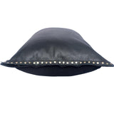 Midnight Black Eurosoft (Genuine) Leather Pillow, Studded Flange, 24x16 Leather Pillow