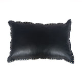 Midnight Black Eurosoft (Genuine) Leather Pillow, Studded Flange, 24x16 Leather Pillow