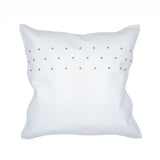 White Genuine Leather Studded Throw Pillow, 20x20 Leather Pillow