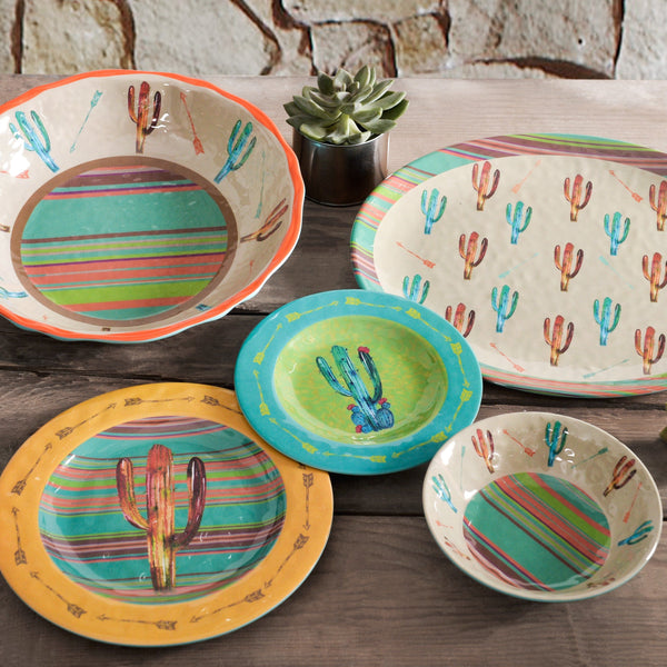 Cactus 14-PC Melamine Dinnerware Set Melamine Dinnerware