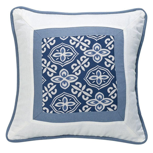 Monterrey Framed Coastal Throw Pillow, Blue & Indigo