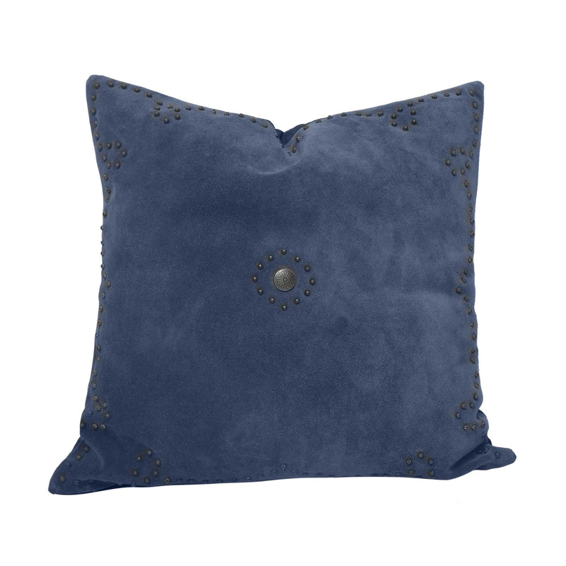 Western Suede Antique Silver Concho & Studded Pillow Navy